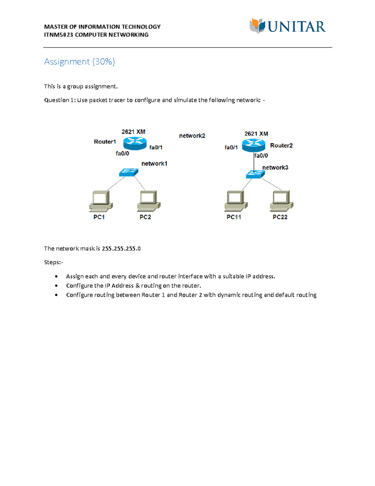 Assignment 30 - Lecture Notes - MASTER OF INFORMATION TECHNOLOGY ...