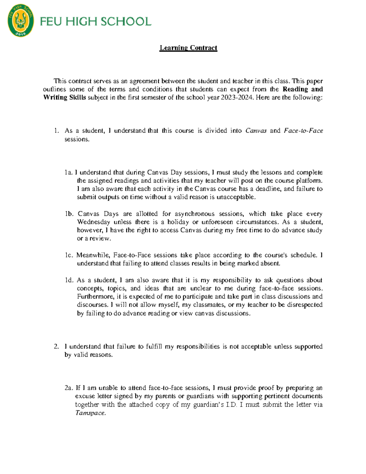 RWS Section Surname Learning Contract - Learning Contract This contract ...