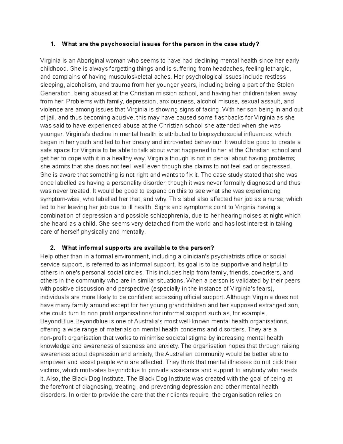 Case study A4 Lara Voskanian - 1. What are the psychosocial issues for ...
