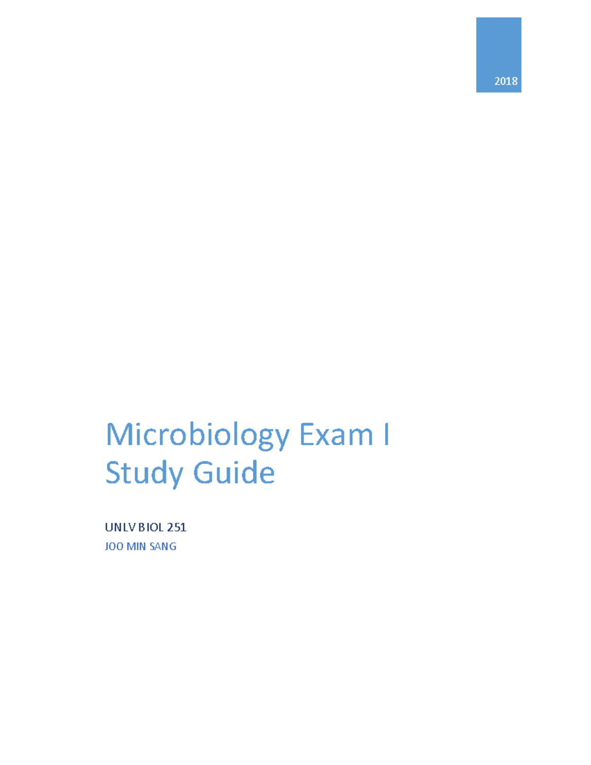 Exam 1 Study Guide And Review Notes - 2018 Microbiology Exam I Study ...