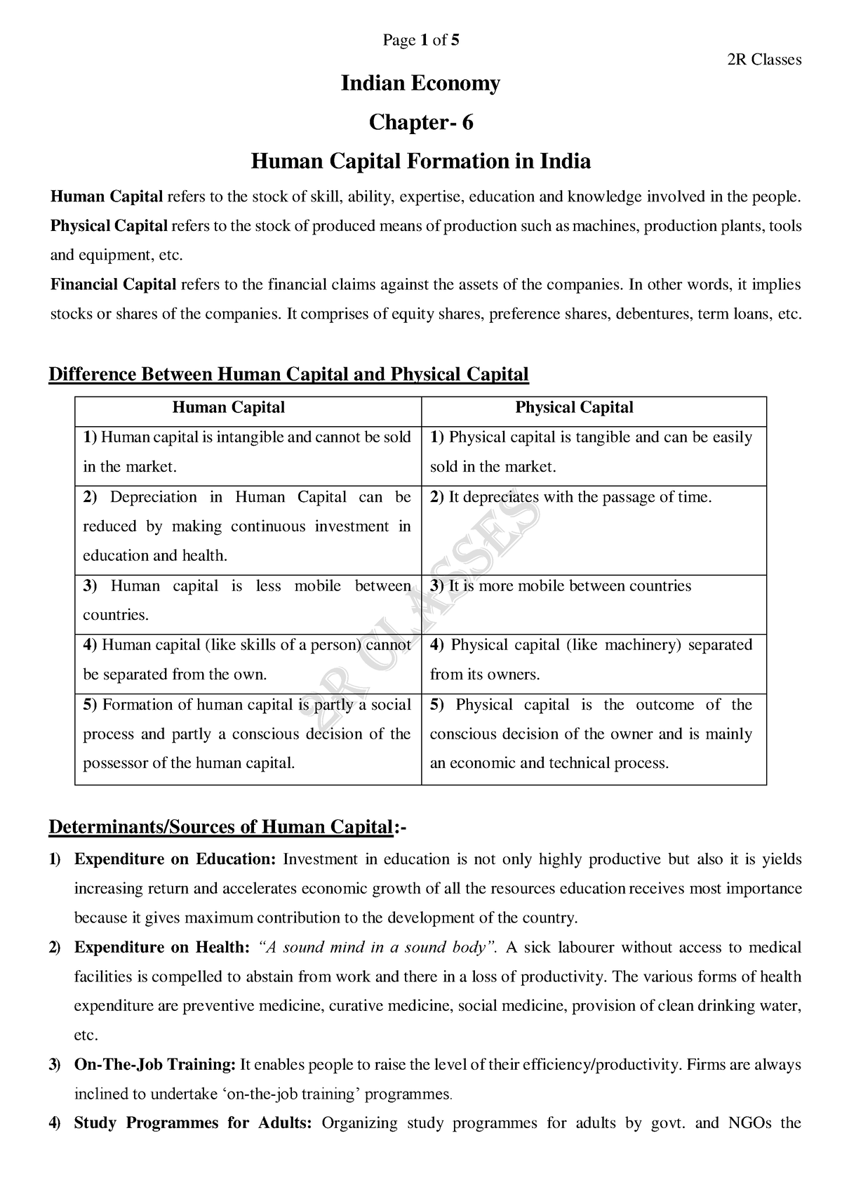 human-capital-formation-of-india-2r-classes-indian-economy-chapter-6