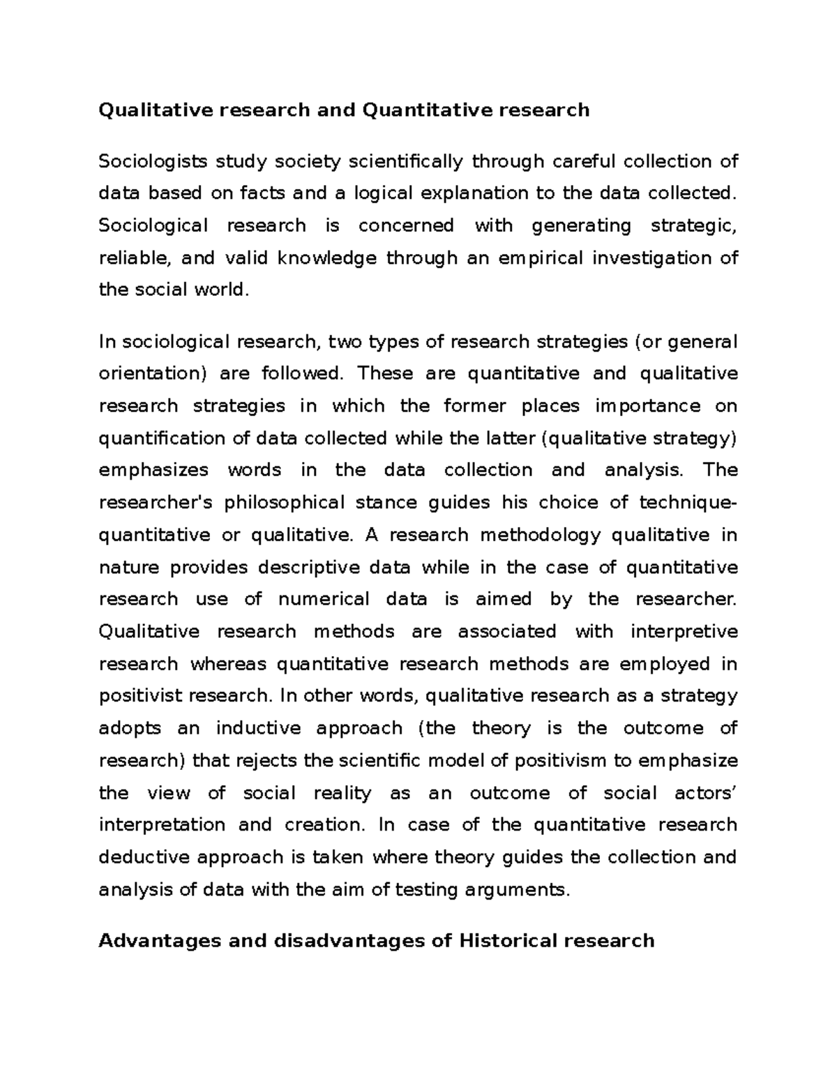 Research - Course materials - Qualitative research and Quantitative ...