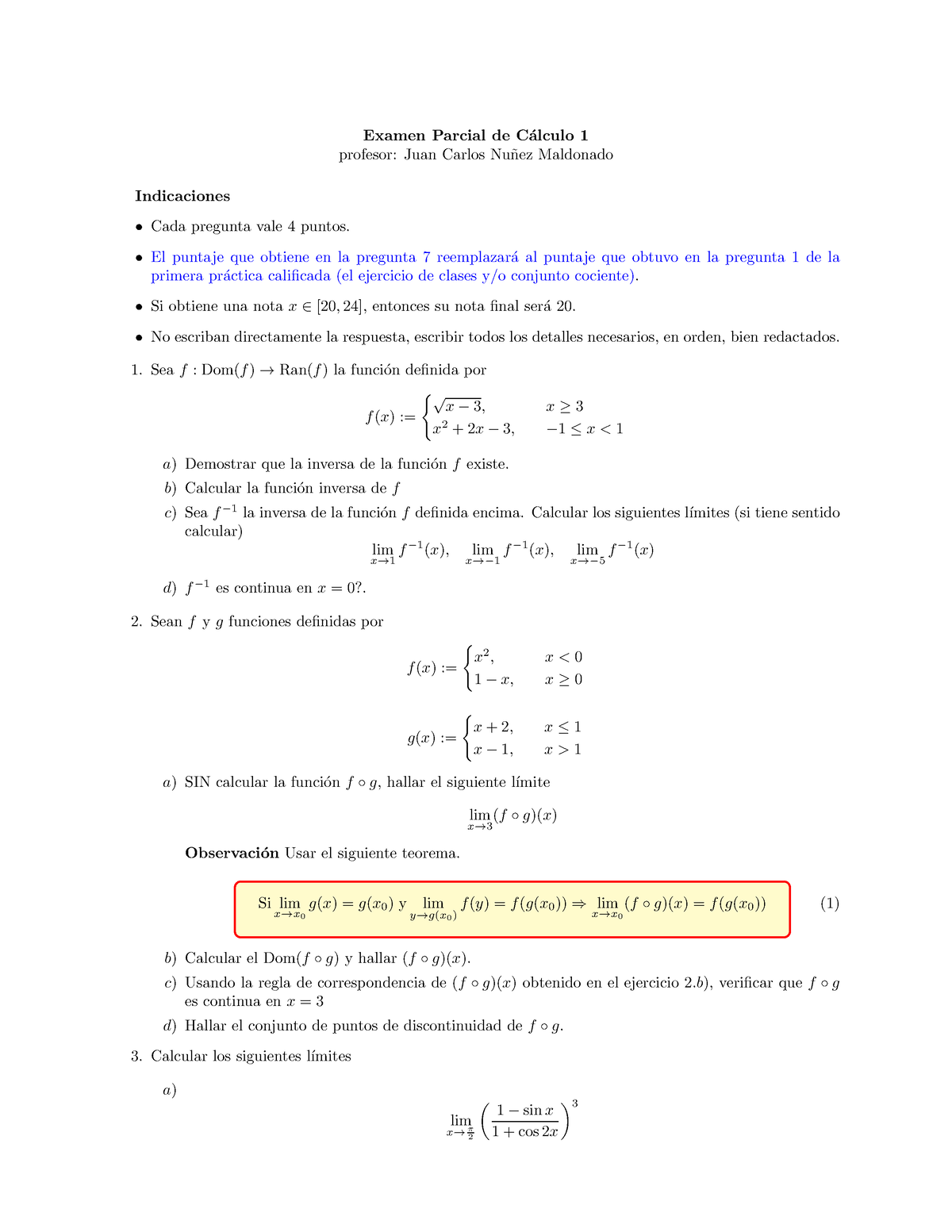 Examen Parcial C Lculo 1 Sin Preguntas 6 Y 7 - Examen Parcial De C ...