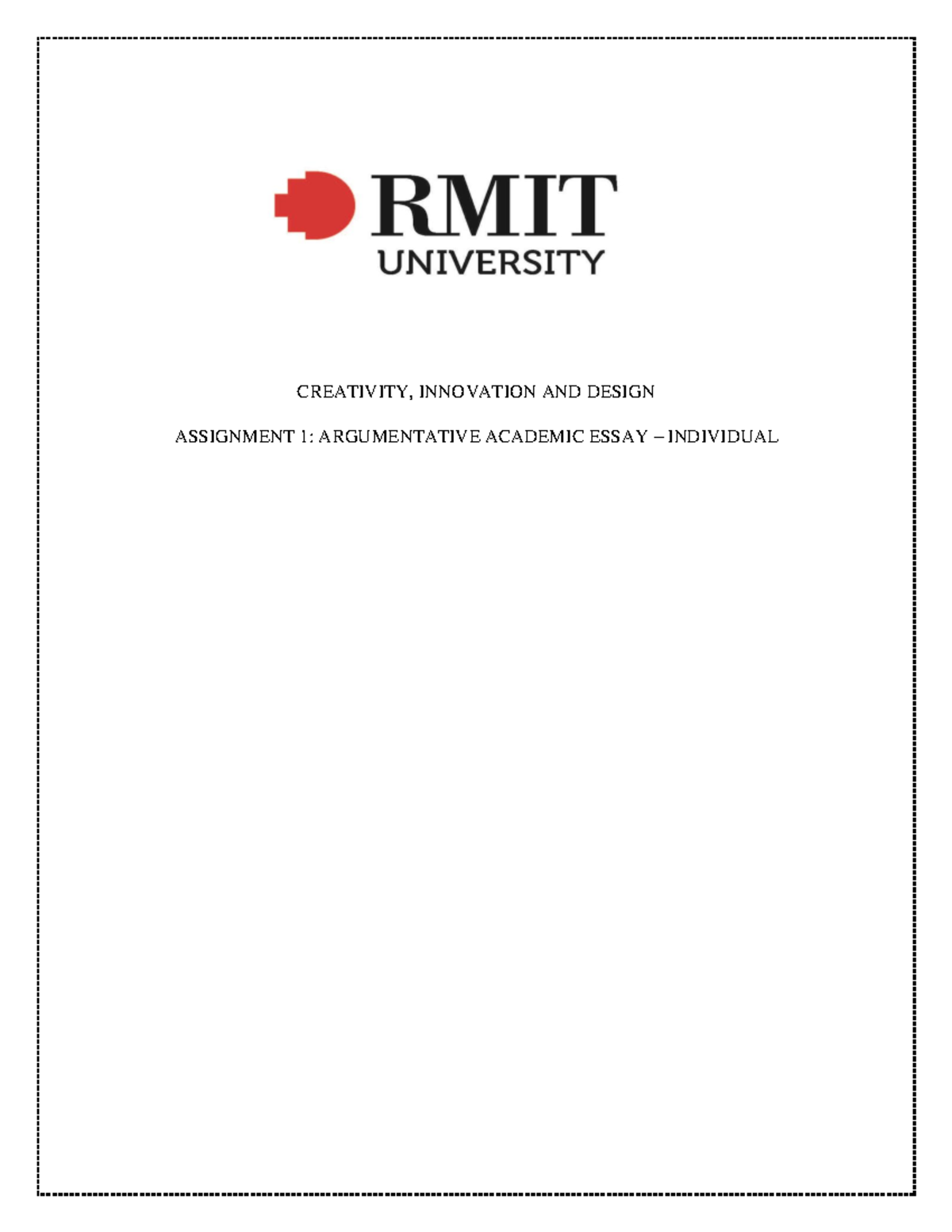 RMIT University Innovation Management Argumentative Academic Essay ...