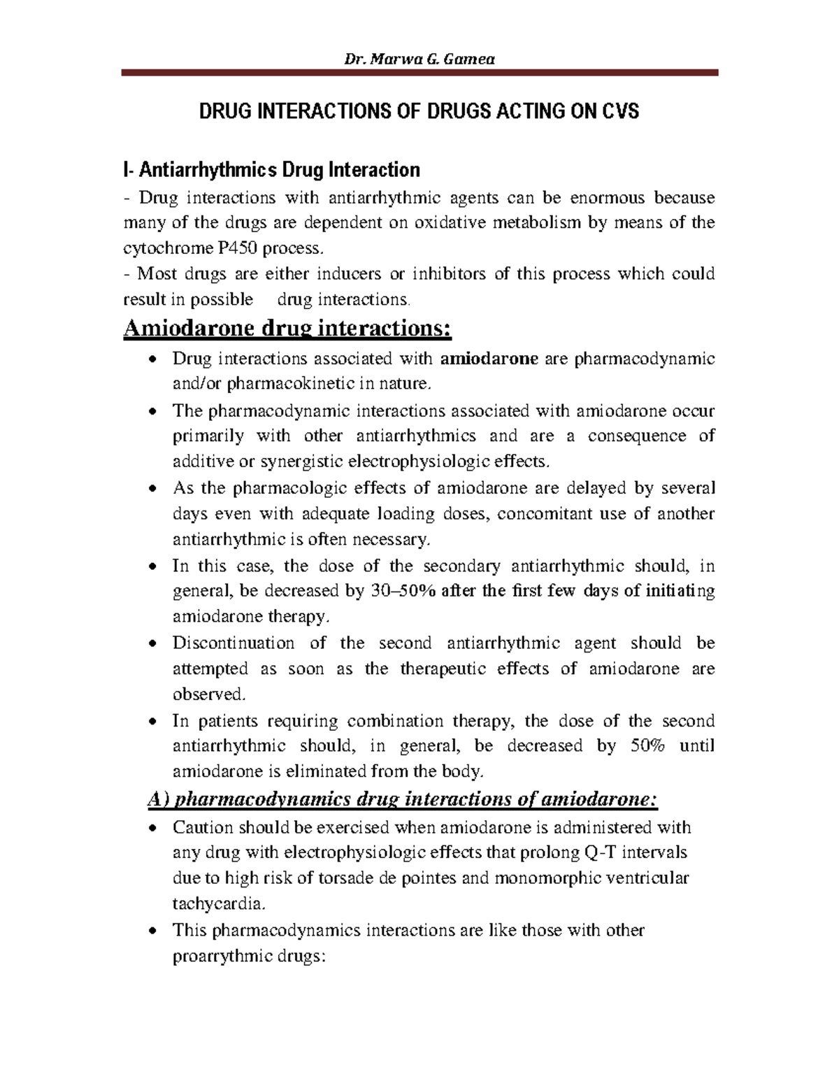 (2)DRUG Interactions OF Drugs Acting ON CVS - DRUG INTERACTIONS OF ...
