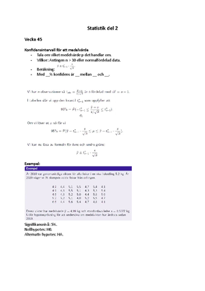 Statistik Och Dataanalys Inlämningsuppgift 1 - I Uppgift 1-4 är Det Datamaterialet Jag Har ...