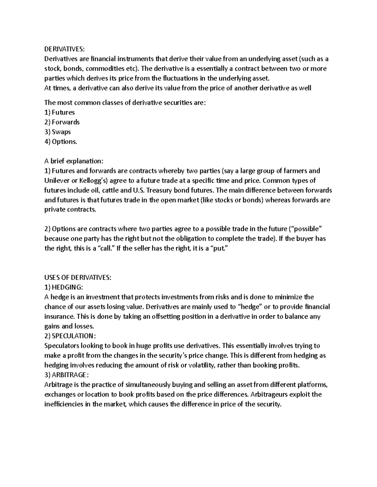 Dossier - derivatives - DERIVATIVES: Derivaives are inancial ...
