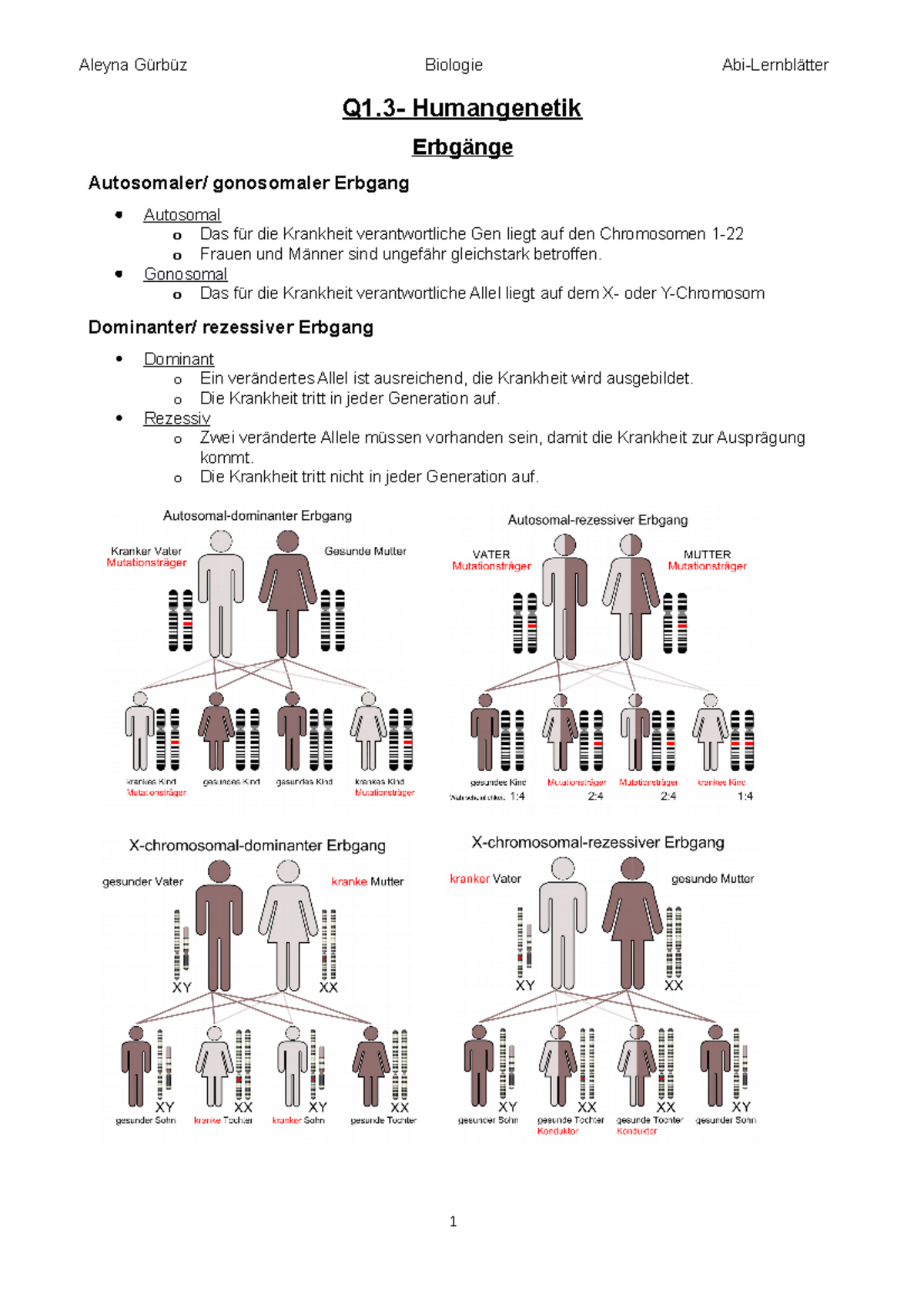 autosomal rezessive Vererbung