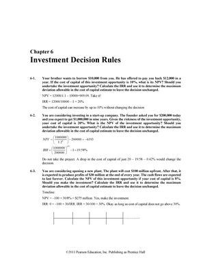 Answers Chapter 8 Investment Decision Rules Most Of Them Studeersnel