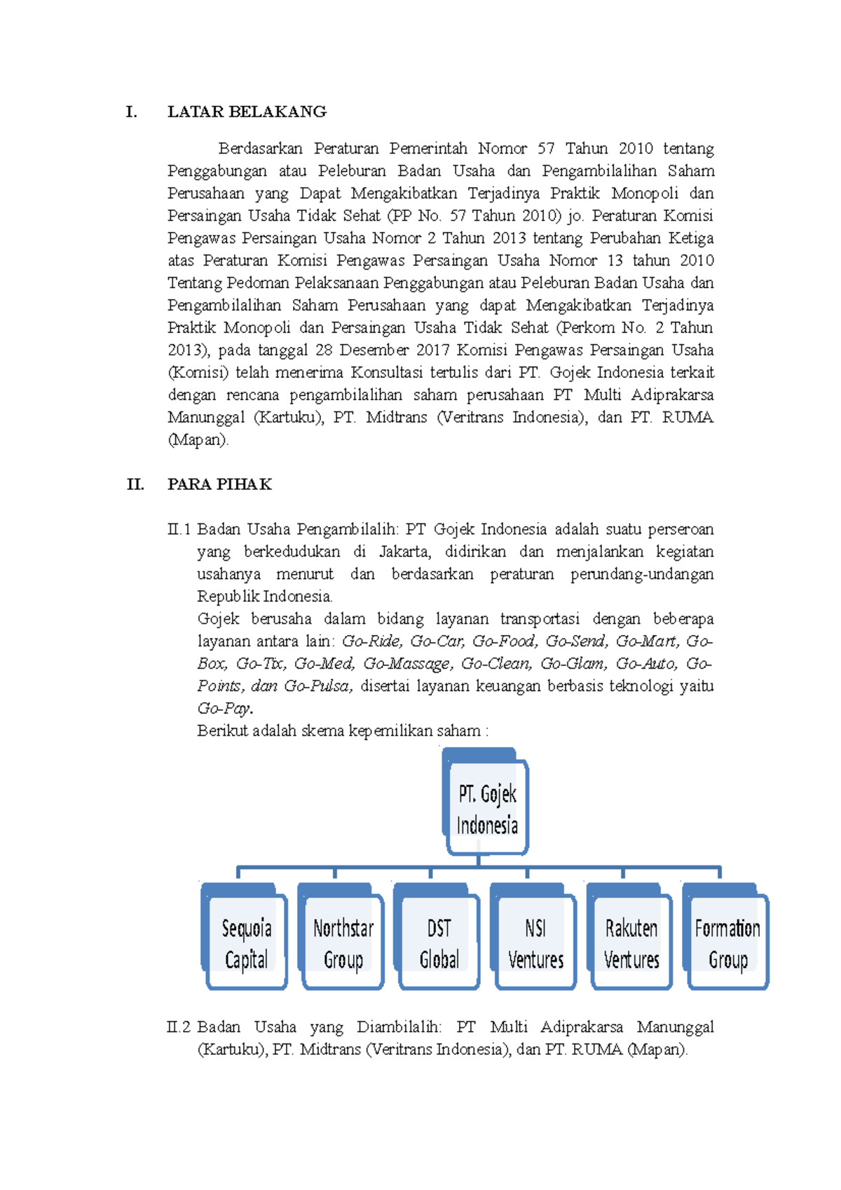 Hukum Persaingan Usaha - I. LATAR BELAKANG Berdasarkan Peraturan ...