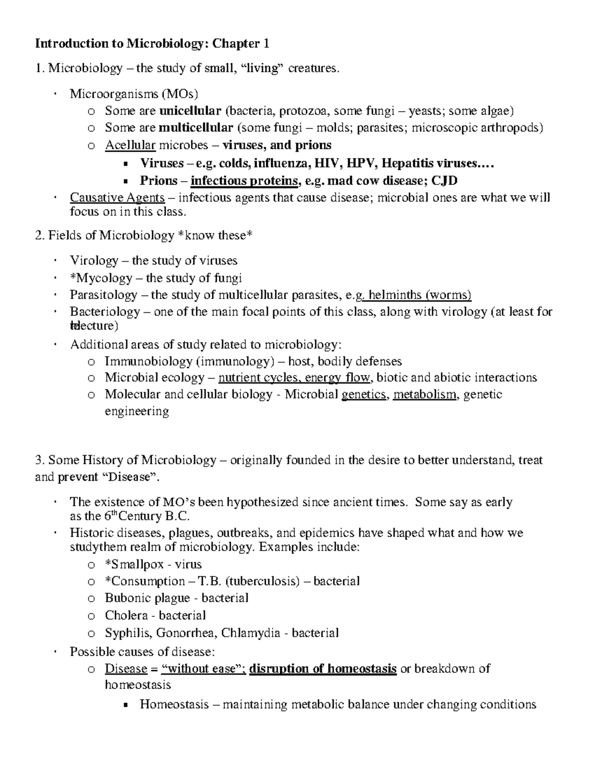 Microbiology Lecture Notes BIOL 220 - Introduction to Microbiology ...