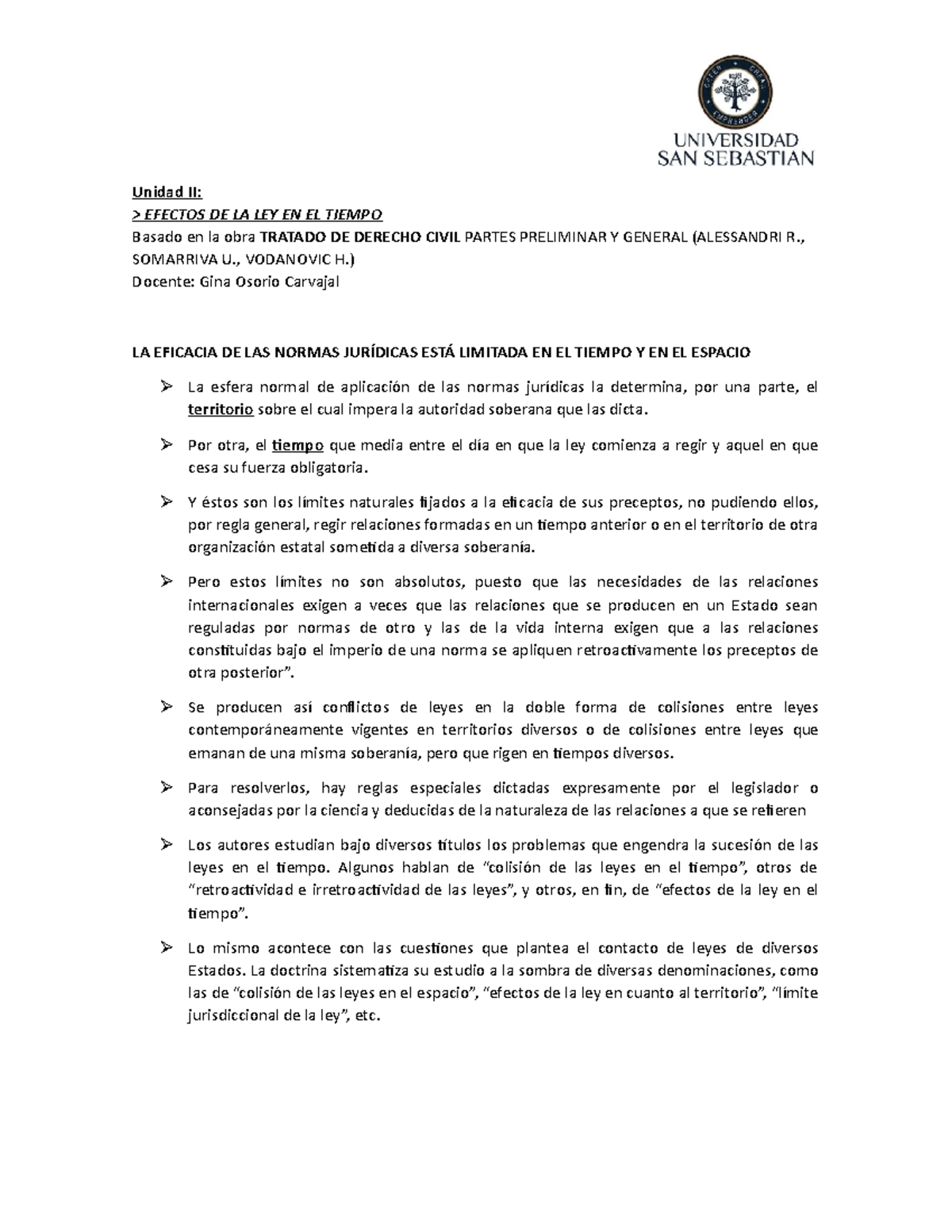 Teoria De La Ley - Unidad Ii: > Efectos De La Ley En El Tiempo Basado 