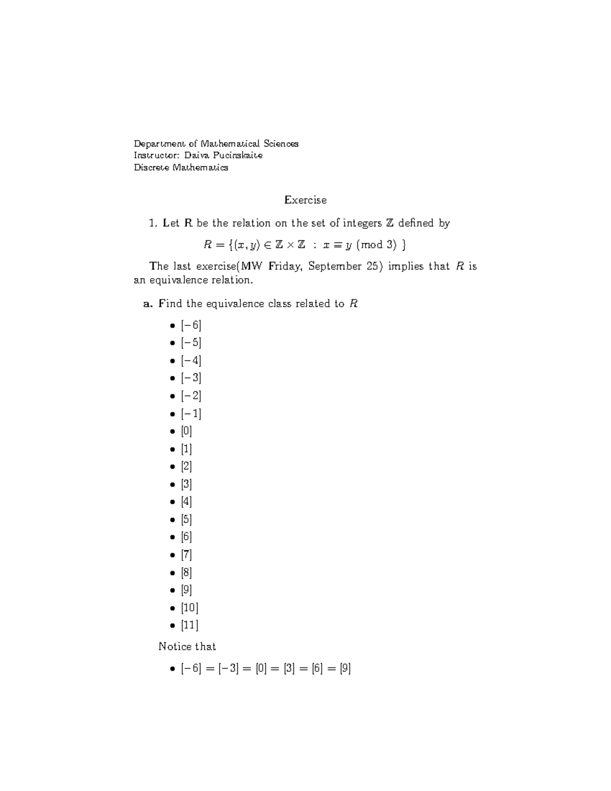 Exercise Discrete Mathematics 6 - Department of Mathematical Sciences ...