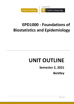 Epid1000 Foundations Of Biostatistics And Epidemiology Semester 2 2020 Bentley Campus Int Epid1000 Foundations Of Biostatistics And Epidemiology Semester 2 2020 Bentley Campus Int