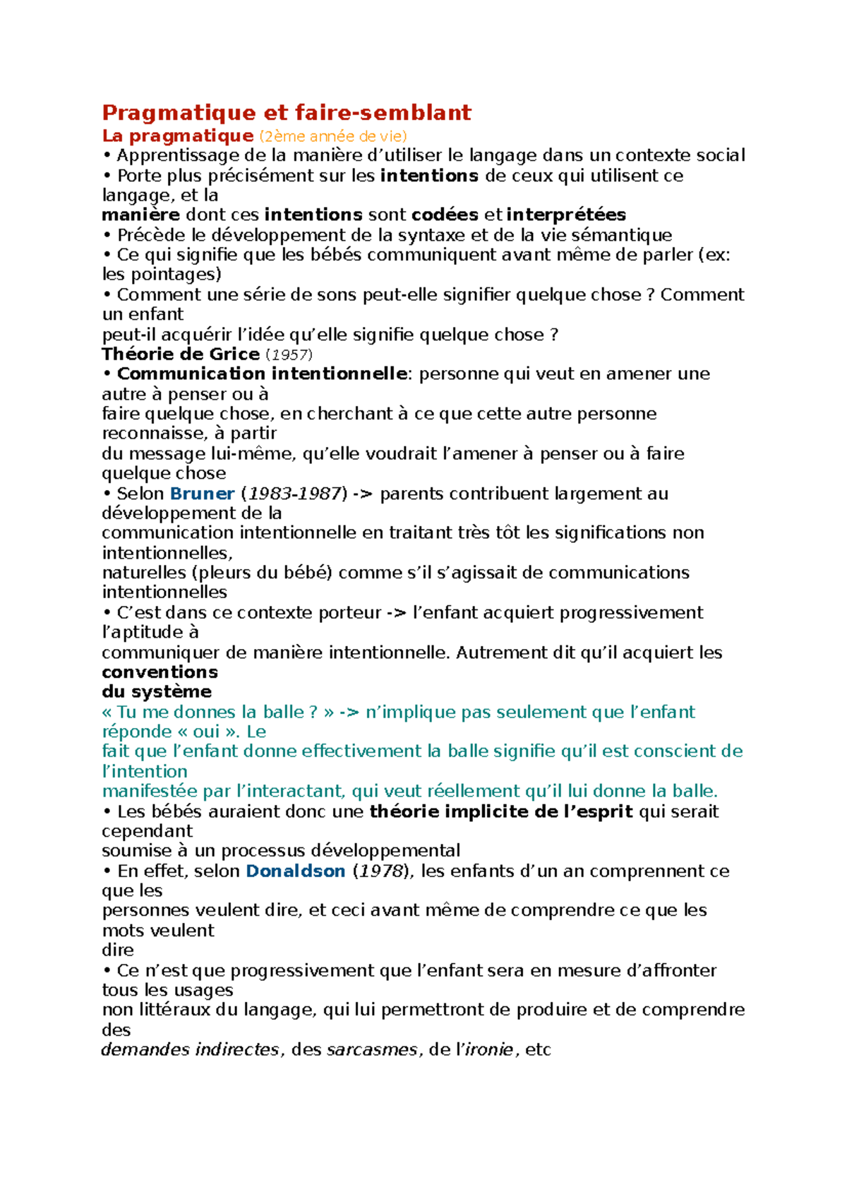 Pragmatique et faire Pragmatique et fairesemblant La pragmatique