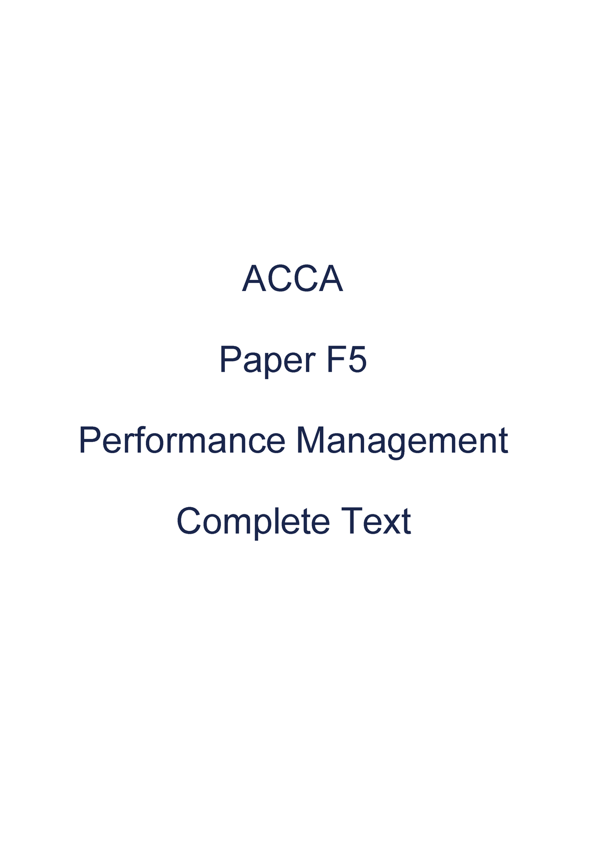 ACCA F5 - This Book Is Good For ACCA - ACCA Paper F Performance ...