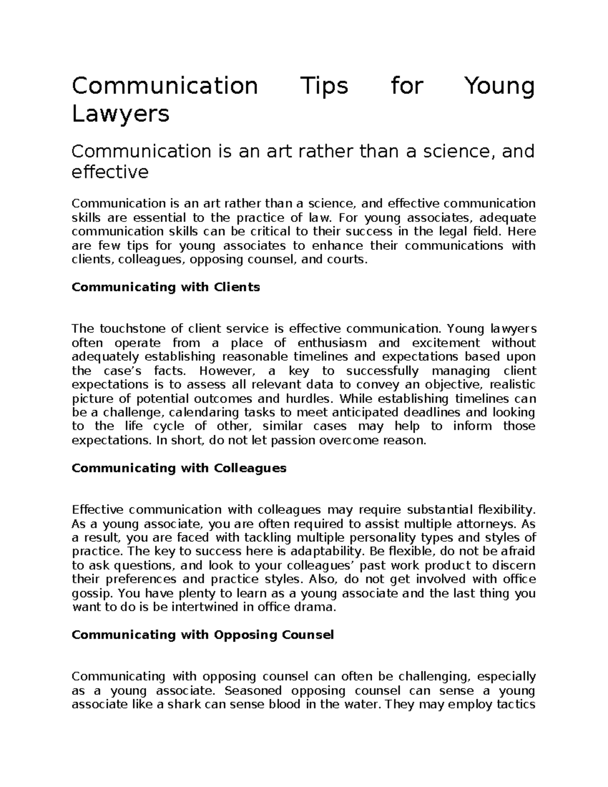 Communication Skills FOR Young Lawyers - Communication Tips for Young ...