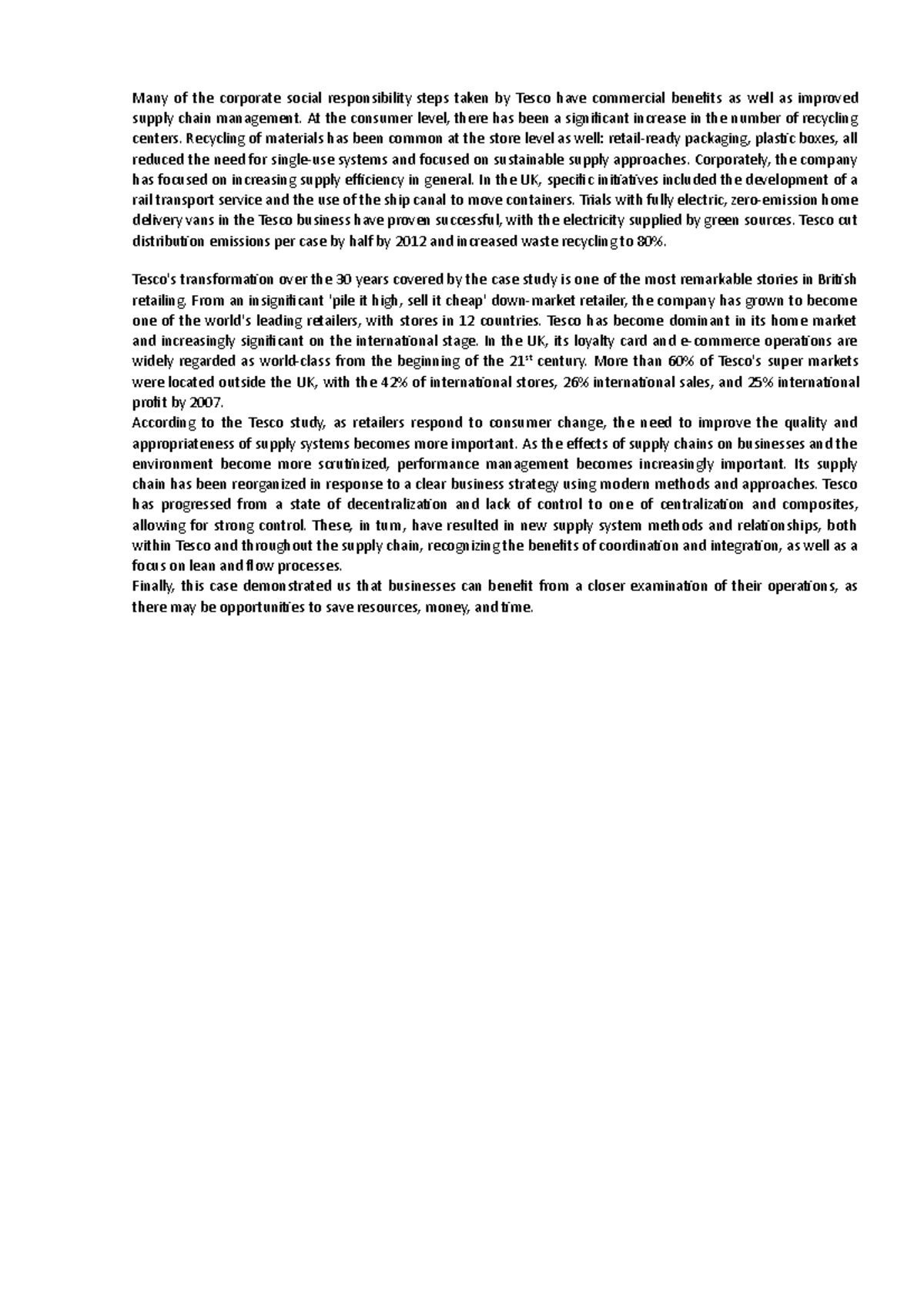 Tesco results A course description is a brief summary of the