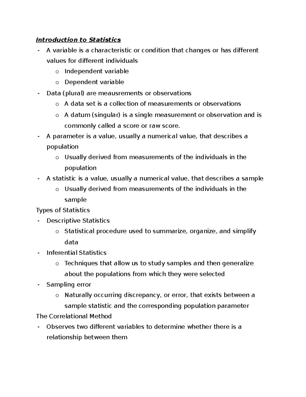 statistics-and-research-design-notes-introduction-to-statistics-a