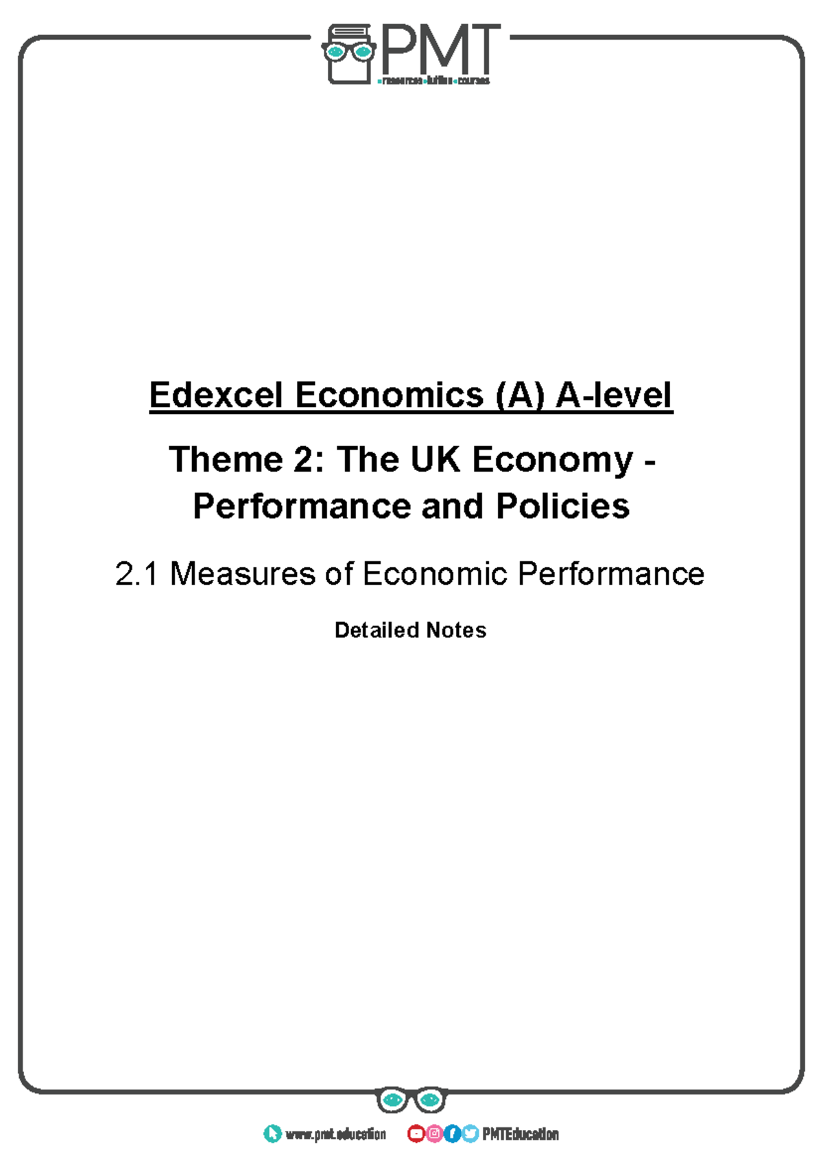 2.1. Measures Of Economic Performance - Edexcel Economics (A) A-level ...