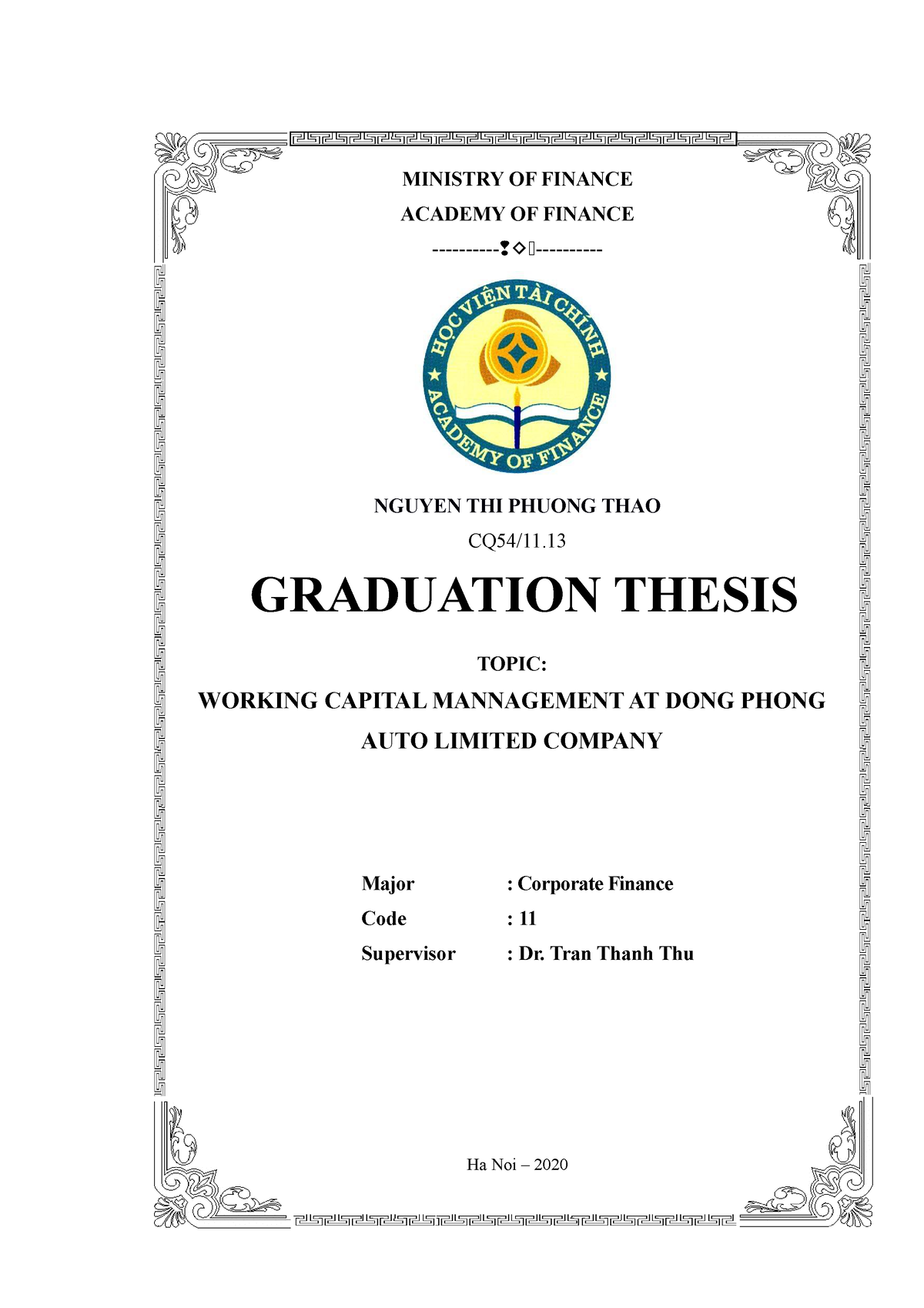 graduation thesis finance