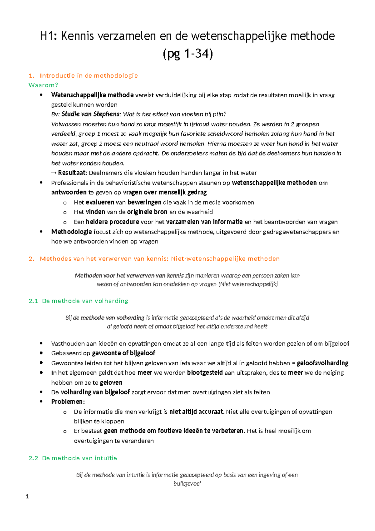 Methodologie Samenvatting Universiteit Gent - H1: Kennis Verzamelen En ...