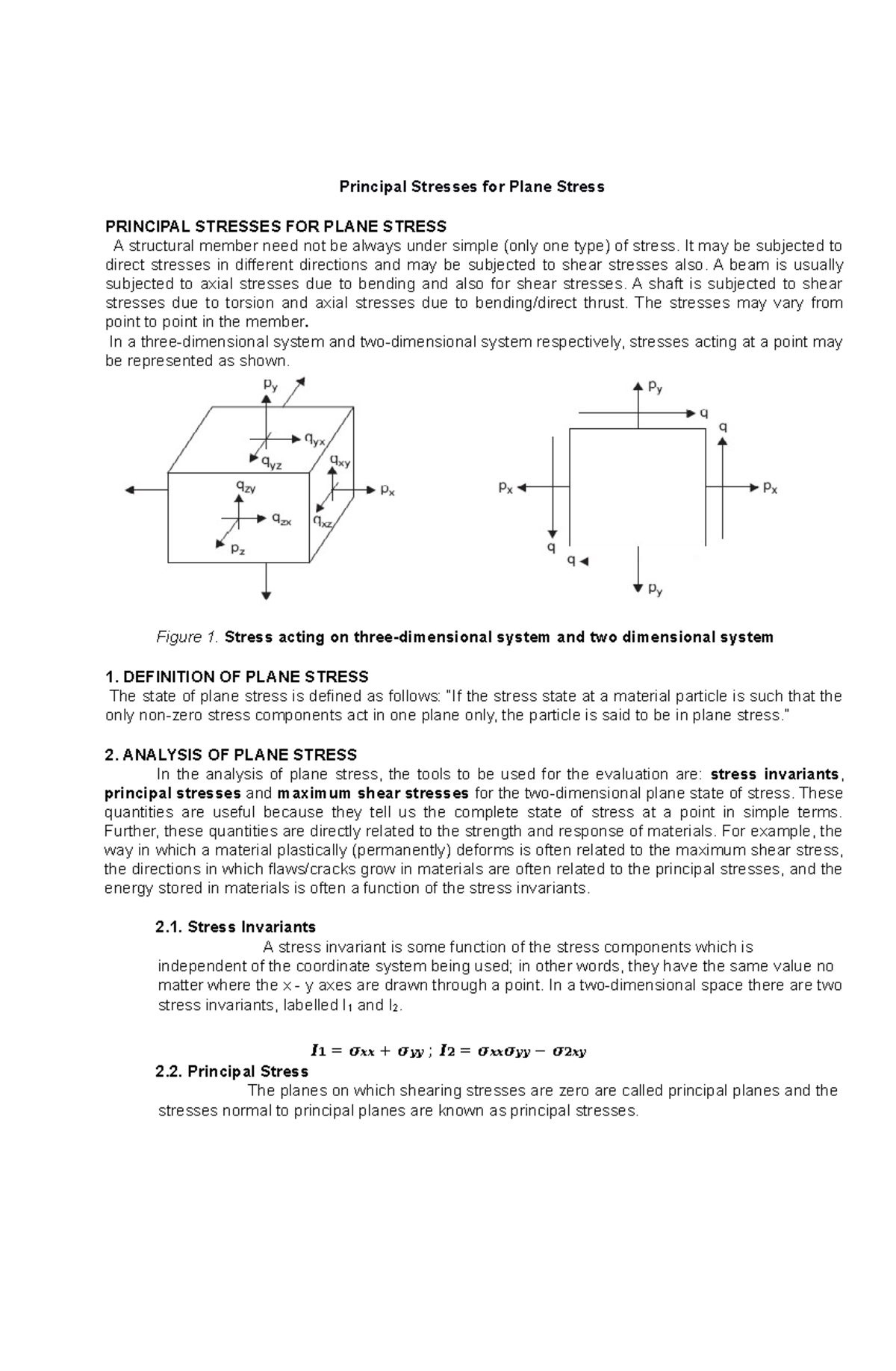Principal Stresses for Plane Stress - Principal Stresses for Plane ...