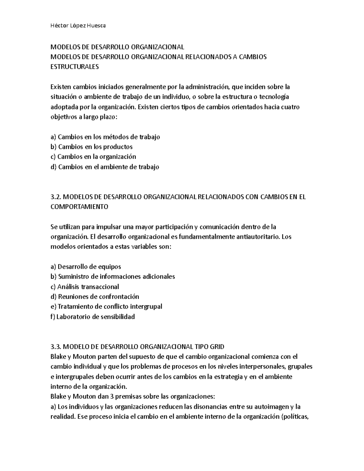 desarrollo organizacional - MODELOS DE DESARROLLO ORGANIZACIONAL ...