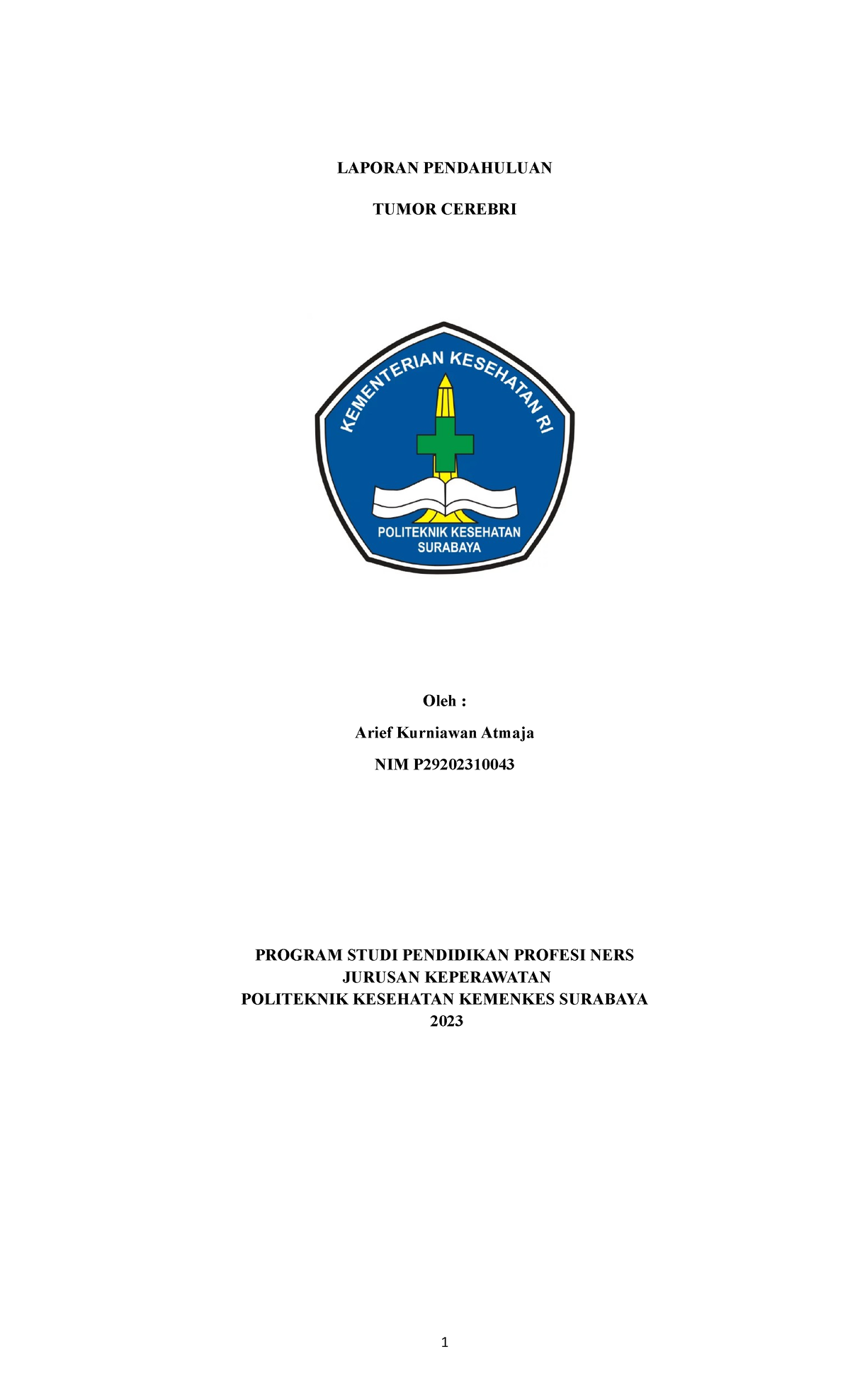 Laporan Pendahuluan Tumor Cerebri - Laporan Pendahuluan Tumor Cerebri 