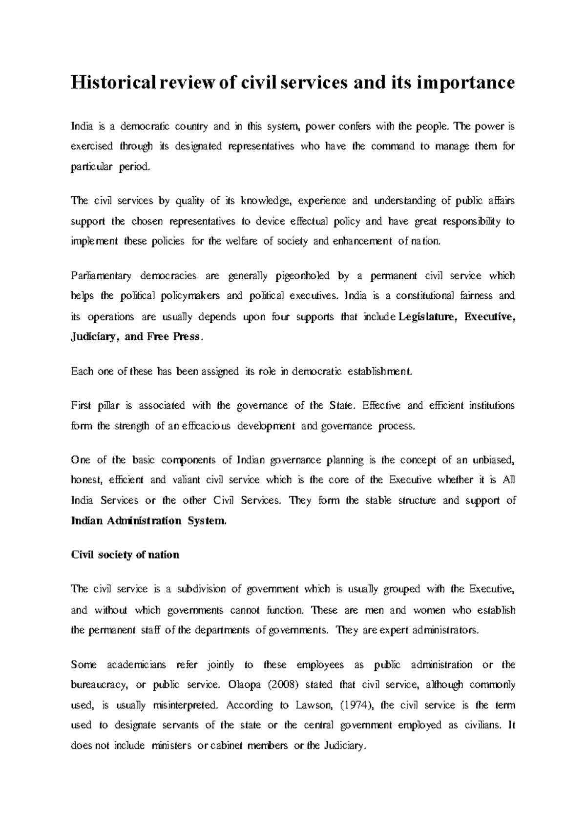 Historical review of civil services and its importance - The power is ...