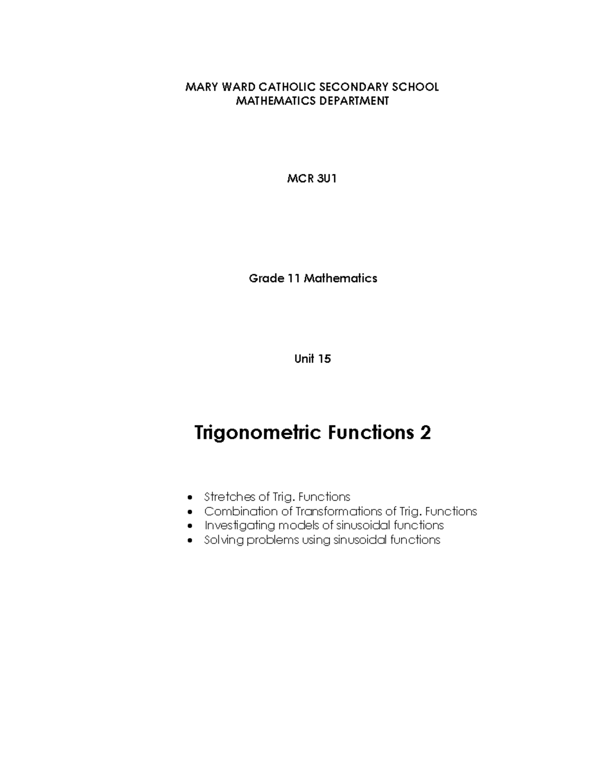 2020 unit 12 Trigonometric Functions 2 - Copy - MARY WARD CATHOLIC ...