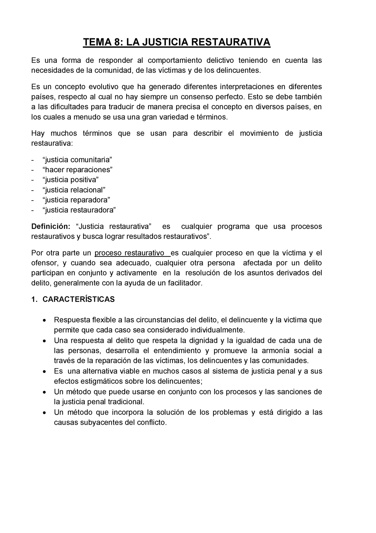 LA Justicia Restaurativa - TEMA 8: LA JUSTICIA RESTAURATIVA Es Una ...