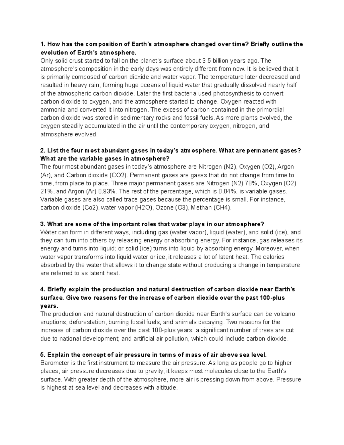 Geog 3 Week 1 summary 1. How has the composition of Earth’s