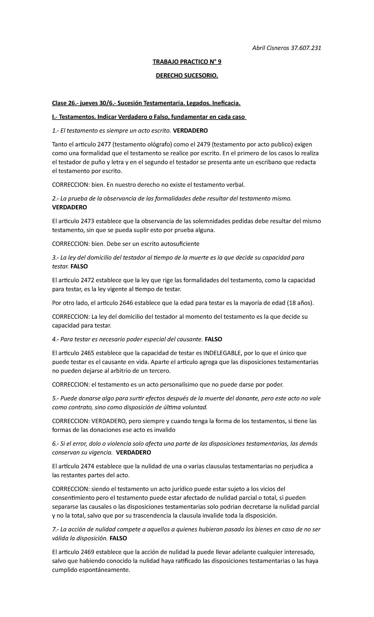 9no TP Sucesiones 30 6 Abril Cisneros 37 TRABAJO PRACTICO N 9 