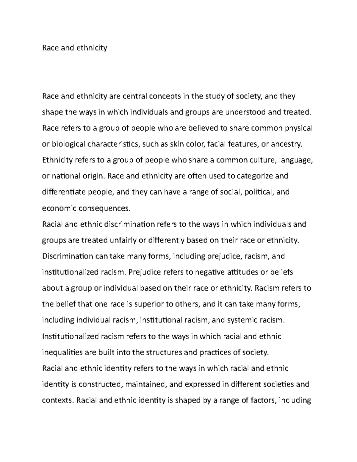 Race and ethnicity - Race and ethnicity Race and ethnicity are central ...