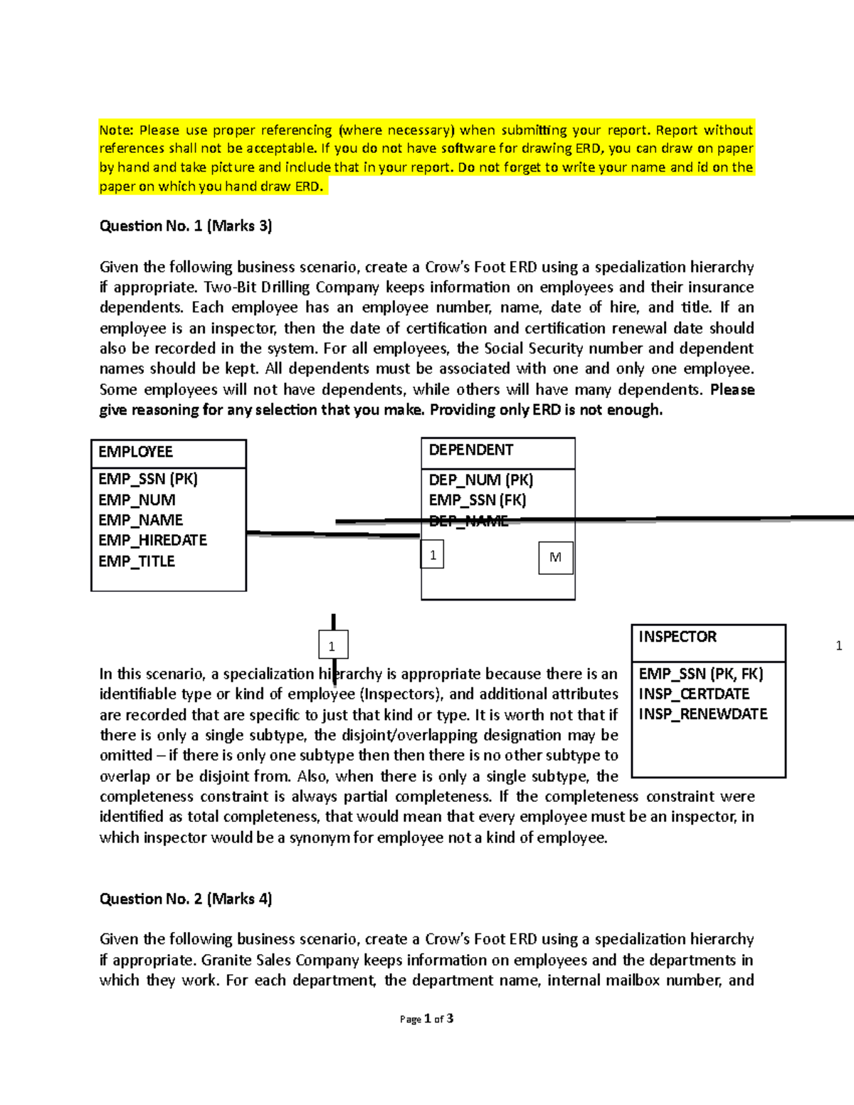 ERD - entity-relationship data - Note: Please use proper referencing ...
