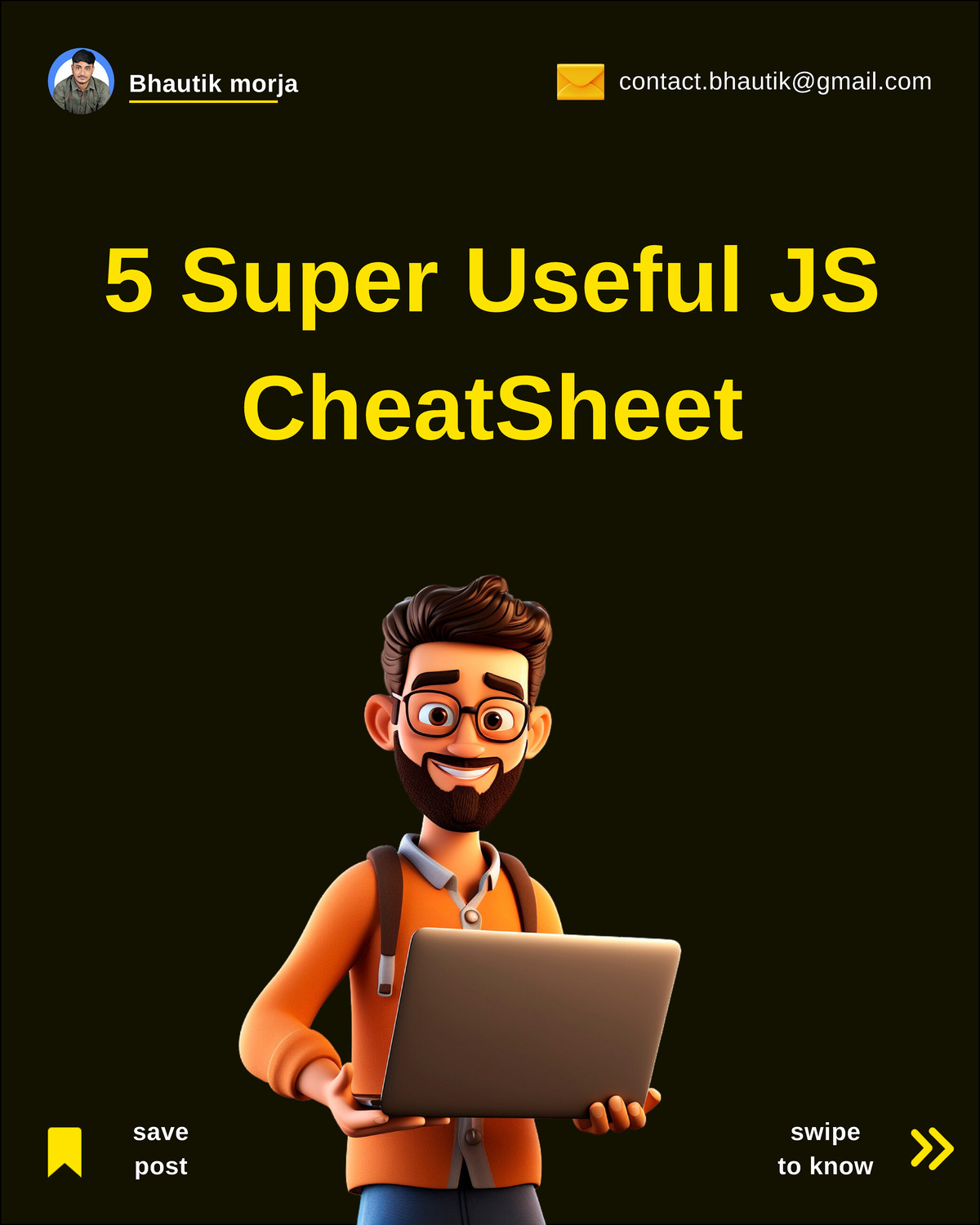 5 Super useful Javascript cheatsheet - Bhautik morja save swipe 5 Super ...