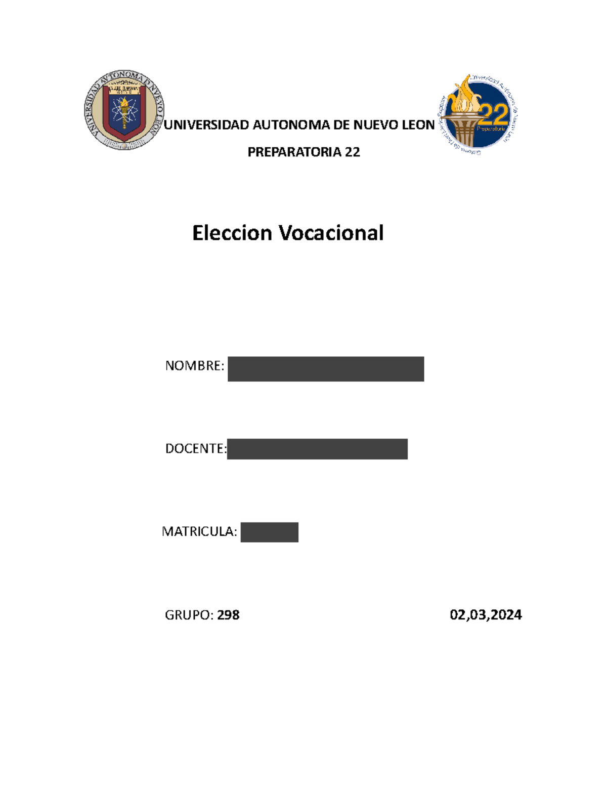 Eleccion EV3 ELec Voc - UNIVERSIDAD AUTONOMA DE NUEVO LEON PREPARATORIA ...
