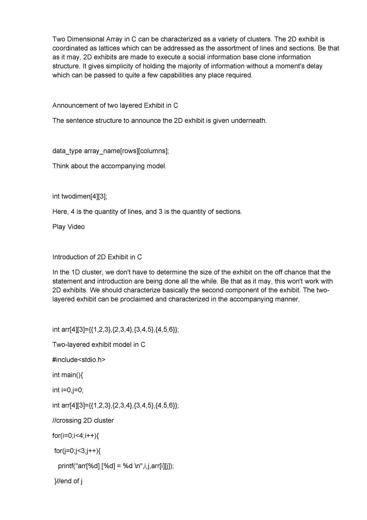 declaration-of-two-dimensional-array-in-c-two-dimensional-array-in-c