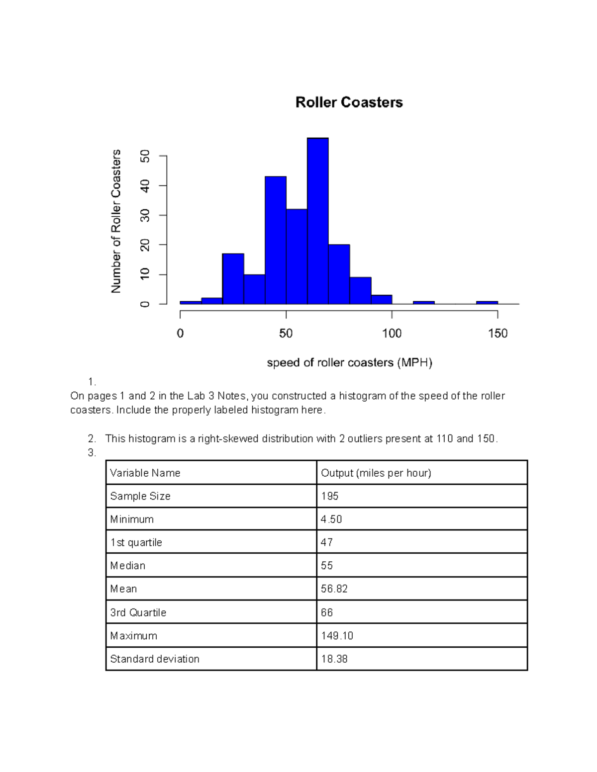 Lab 3 - discuss the R commands for exploring a single quantitative ...