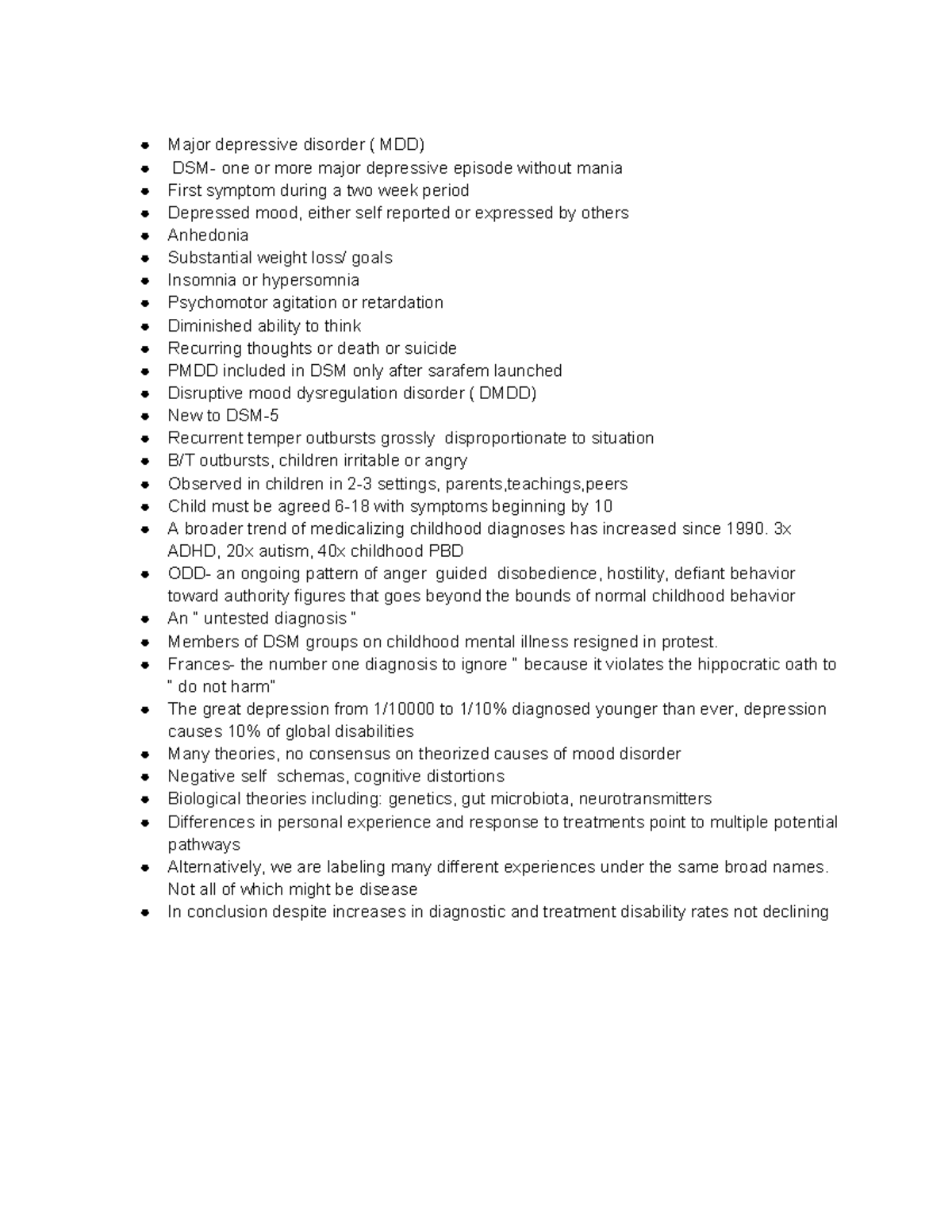 H Lthage 1CC3 MOOD Disorders PPT WEEK 3 - Major depressive disorder ...