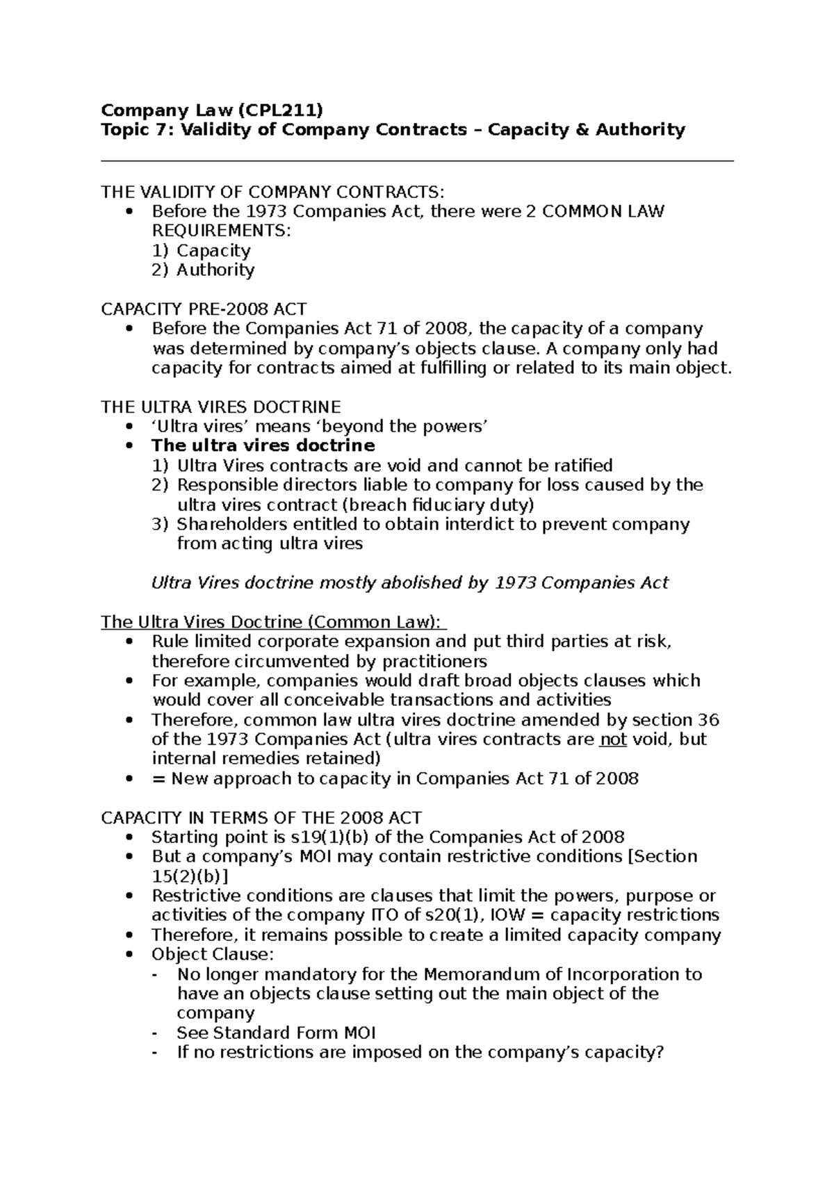 cpl-topic-7-company-law-cpl211-topic-7-validity-of-company