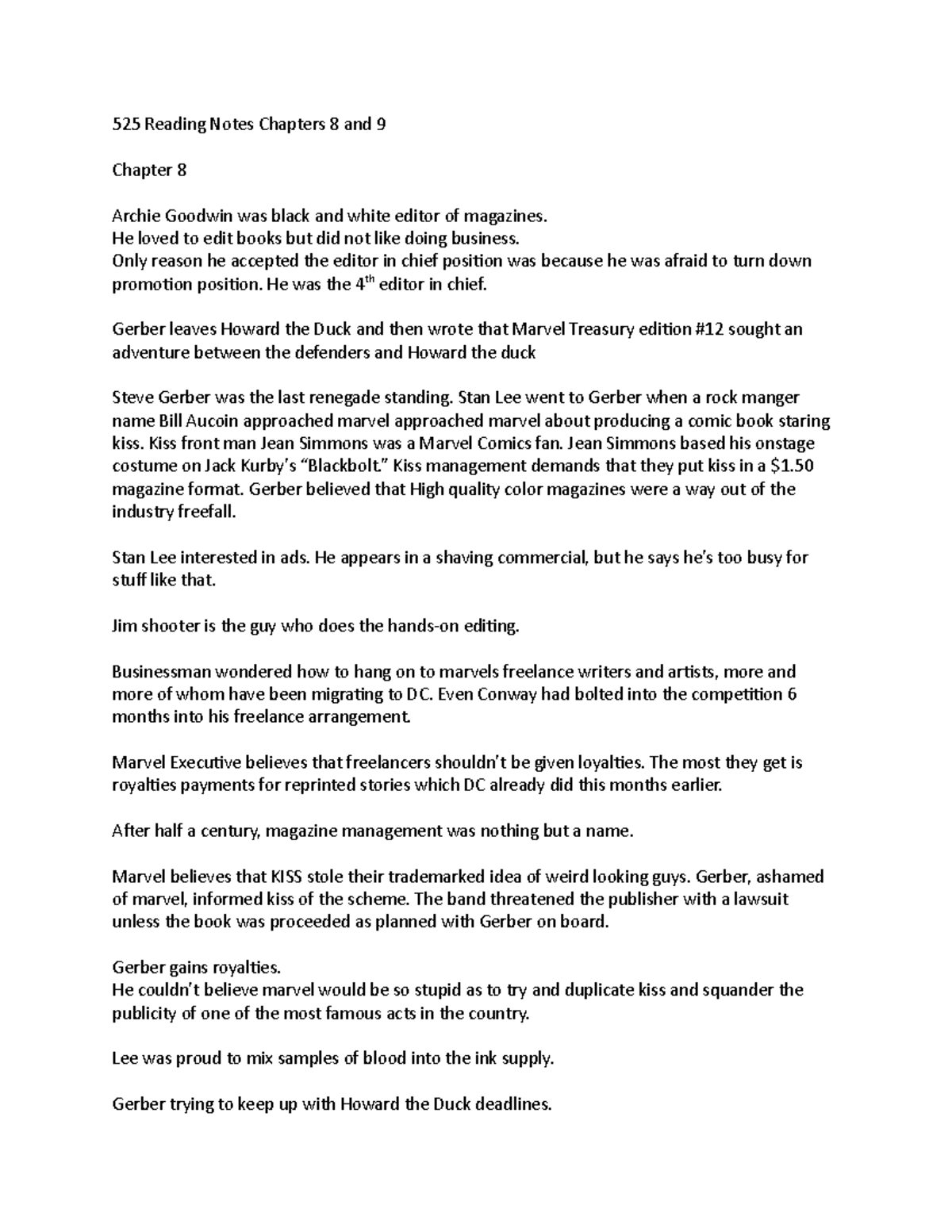 525 Reading Notes Chapters 8-9 - He loved to edit books but did not ...