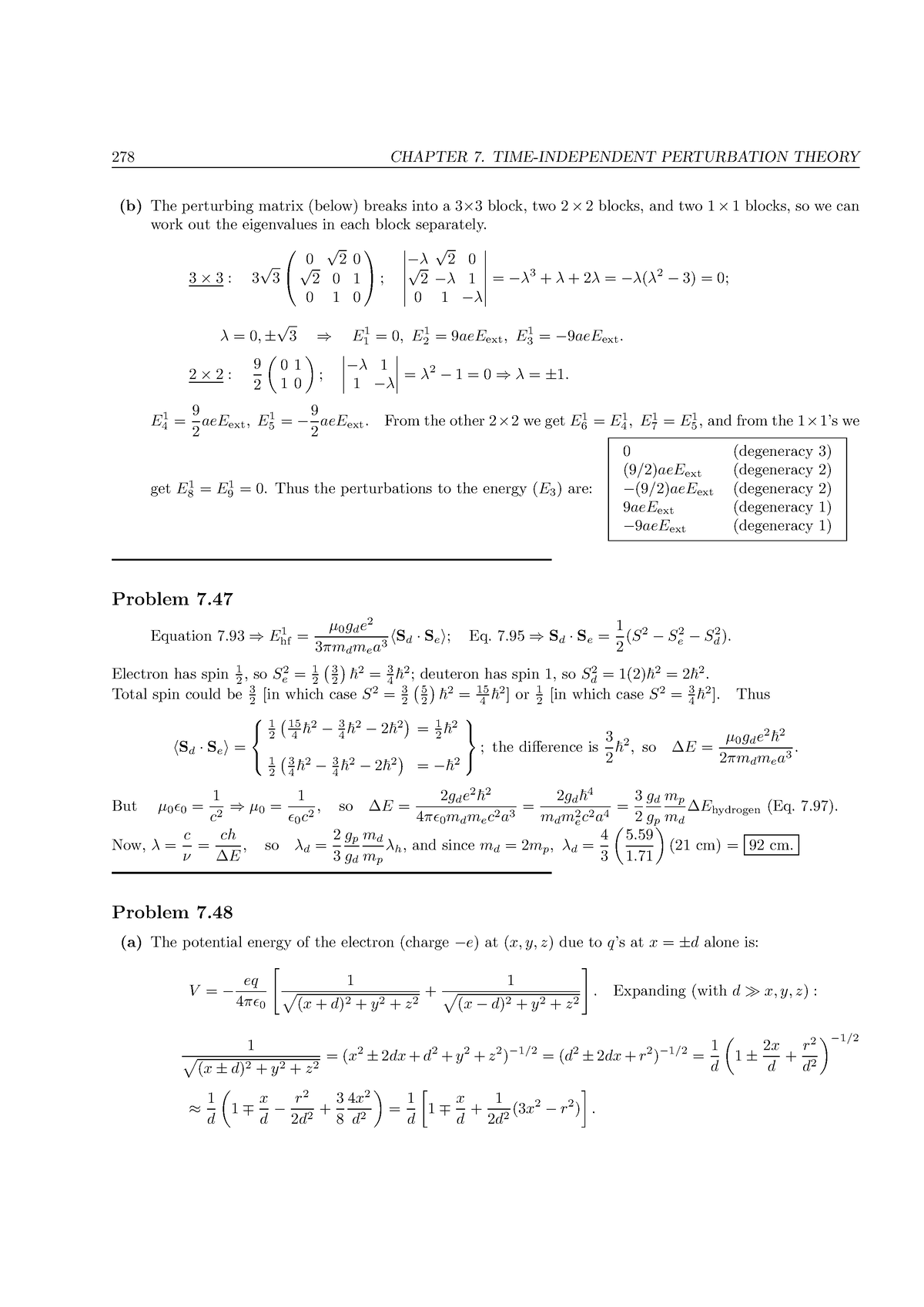 EP455 Study Material 278 - 278 CHAPTER 7. TIME-INDEPENDENT PERTURBATION ...