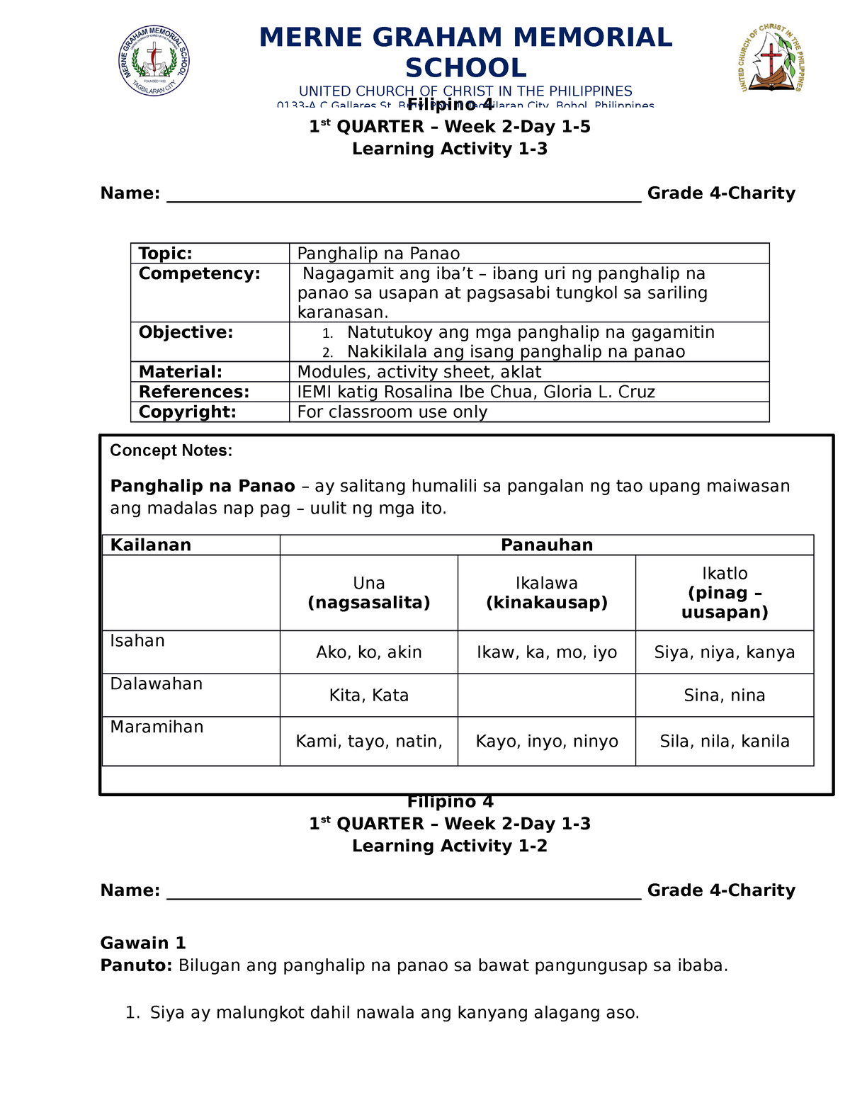 Filipino 4 Q1-w2 - MMNAS - Filipino 4 1 St QUARTER – Week 2-Day 1 ...