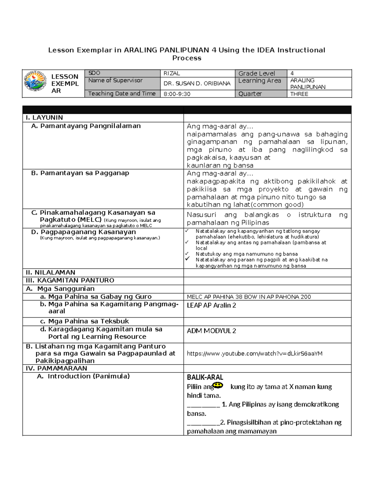 Lesson Exemplar CO Araling Panlipunan - Lesson Exemplar in ARALING ...