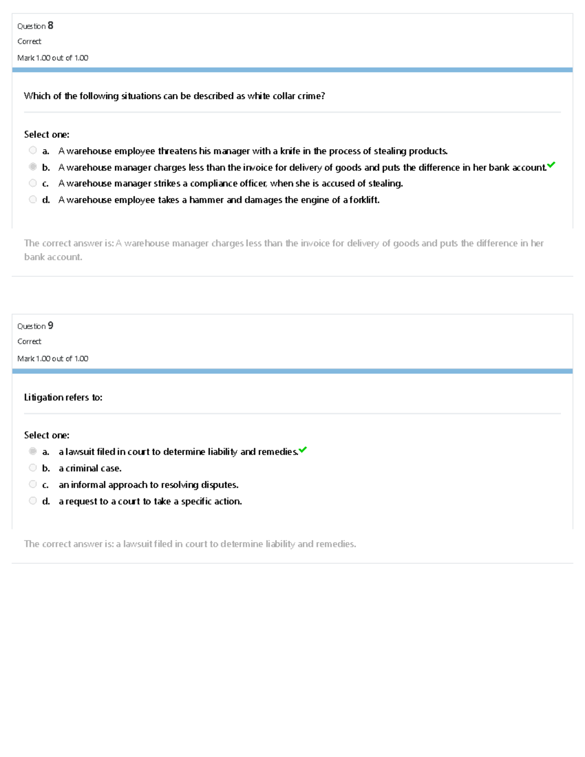 Graded Quiz Unit 3 Attempt review BUS 3305 Business Law and Ethics.pdf ...