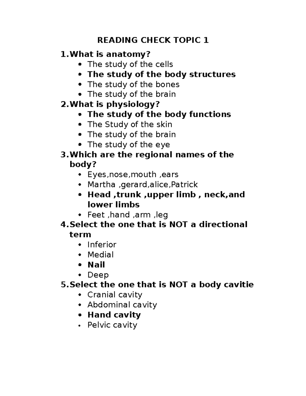 Reading Check Topic 1 - kwmdklqndkñeqndñkedn - READING CHECK TOPIC 1 1 ...