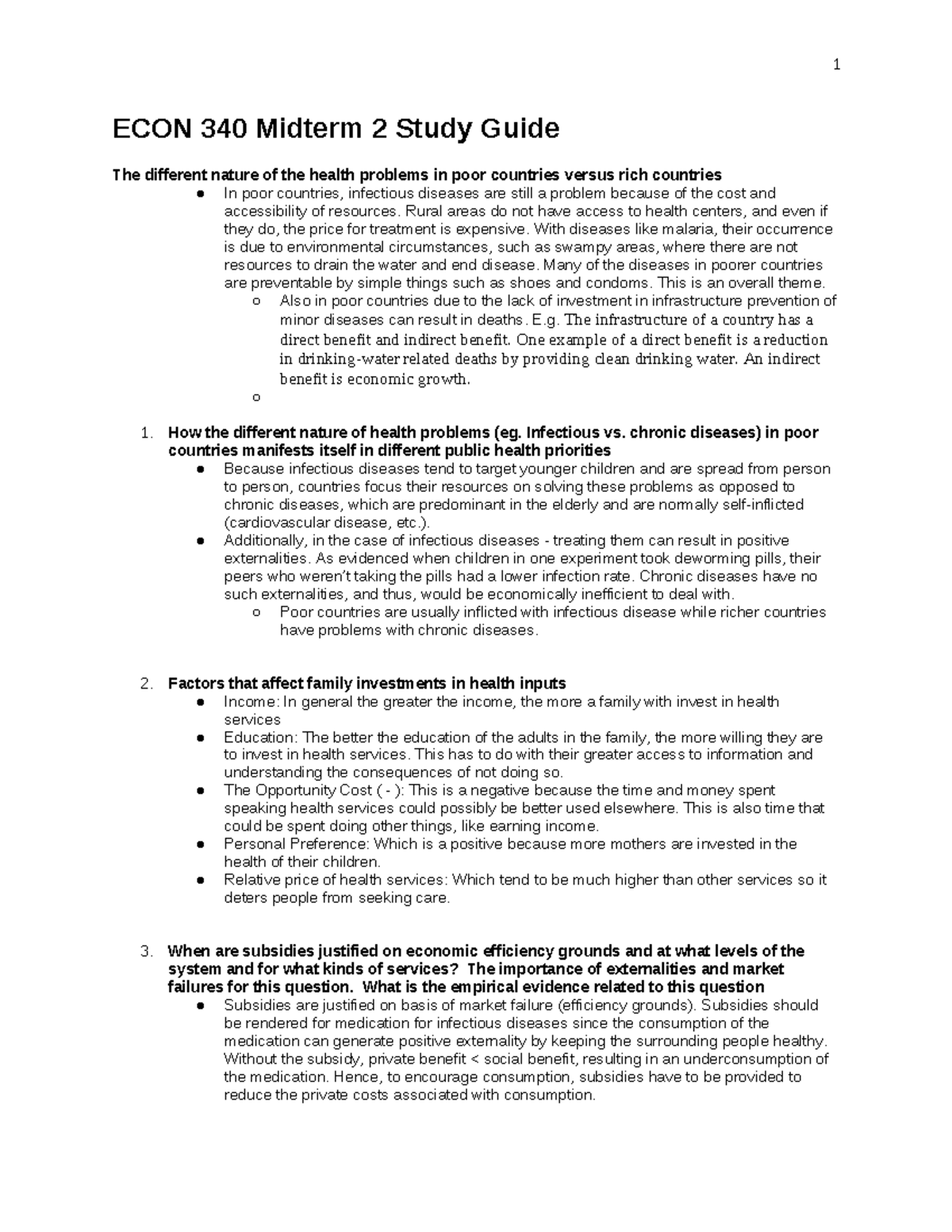 ECON 340 Midterm 2 Study Guide - ECON 340 Midterm 2 Study Guide The ...