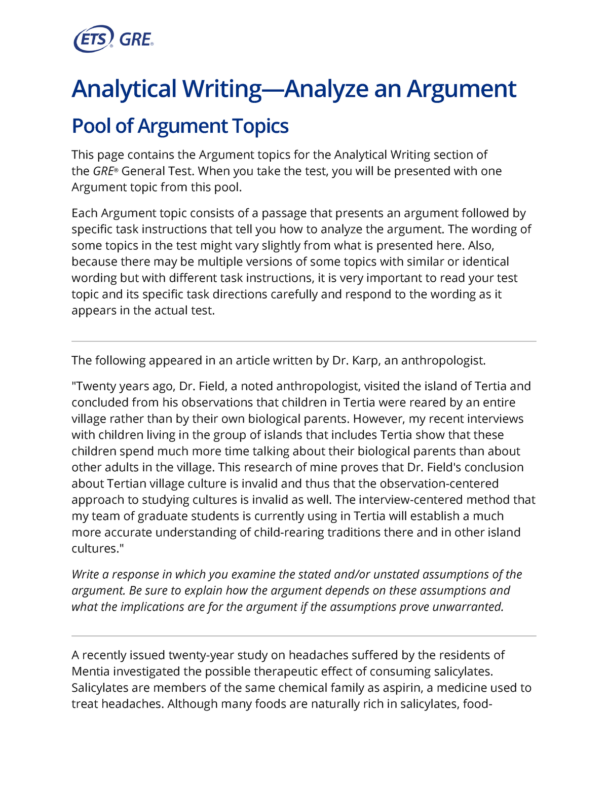 argument essay pool ets